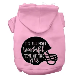 Most Wonderful Time Of The Year (football) Screen Print Dog Hoodie Light Pink L