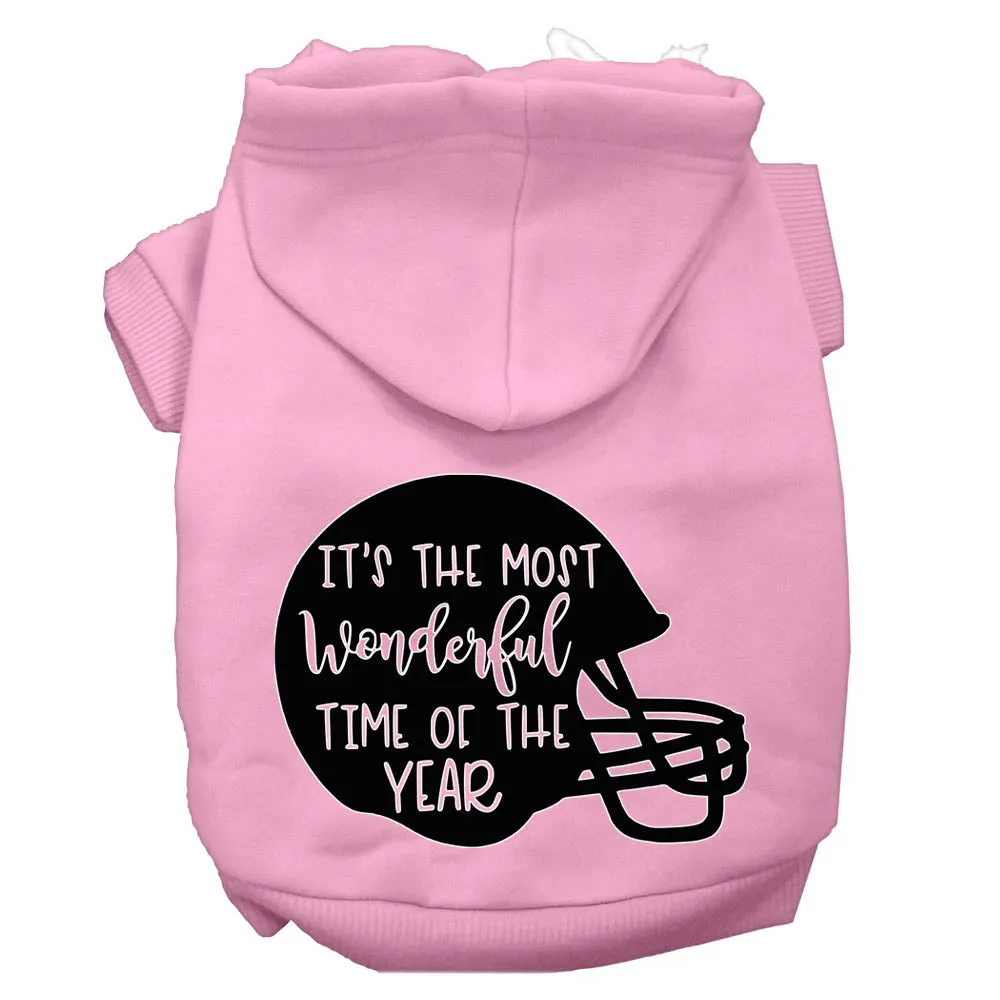 Most Wonderful Time Of The Year (football) Screen Print Dog Hoodie Light Pink Xl