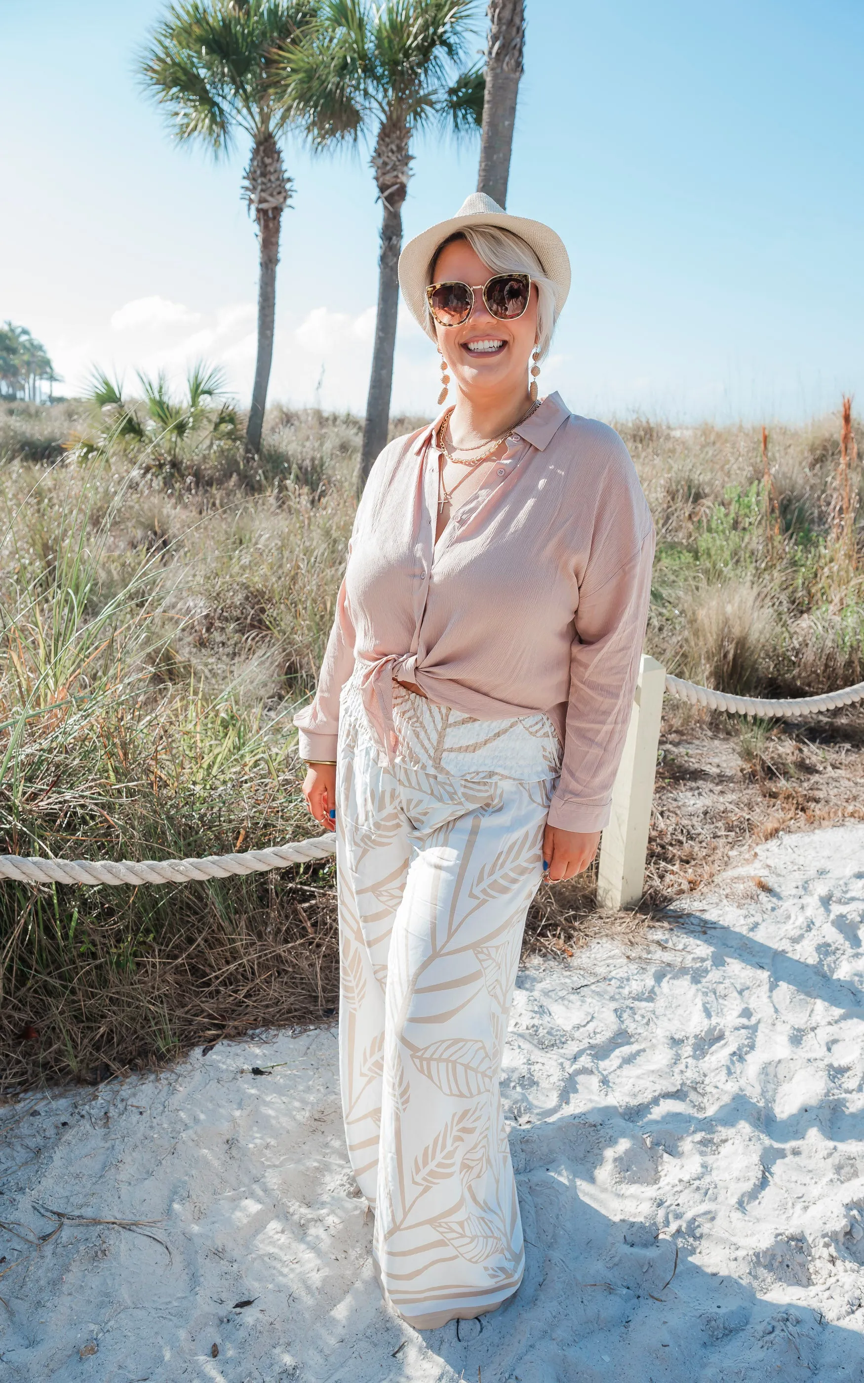 Natural Button Down Tunic Top