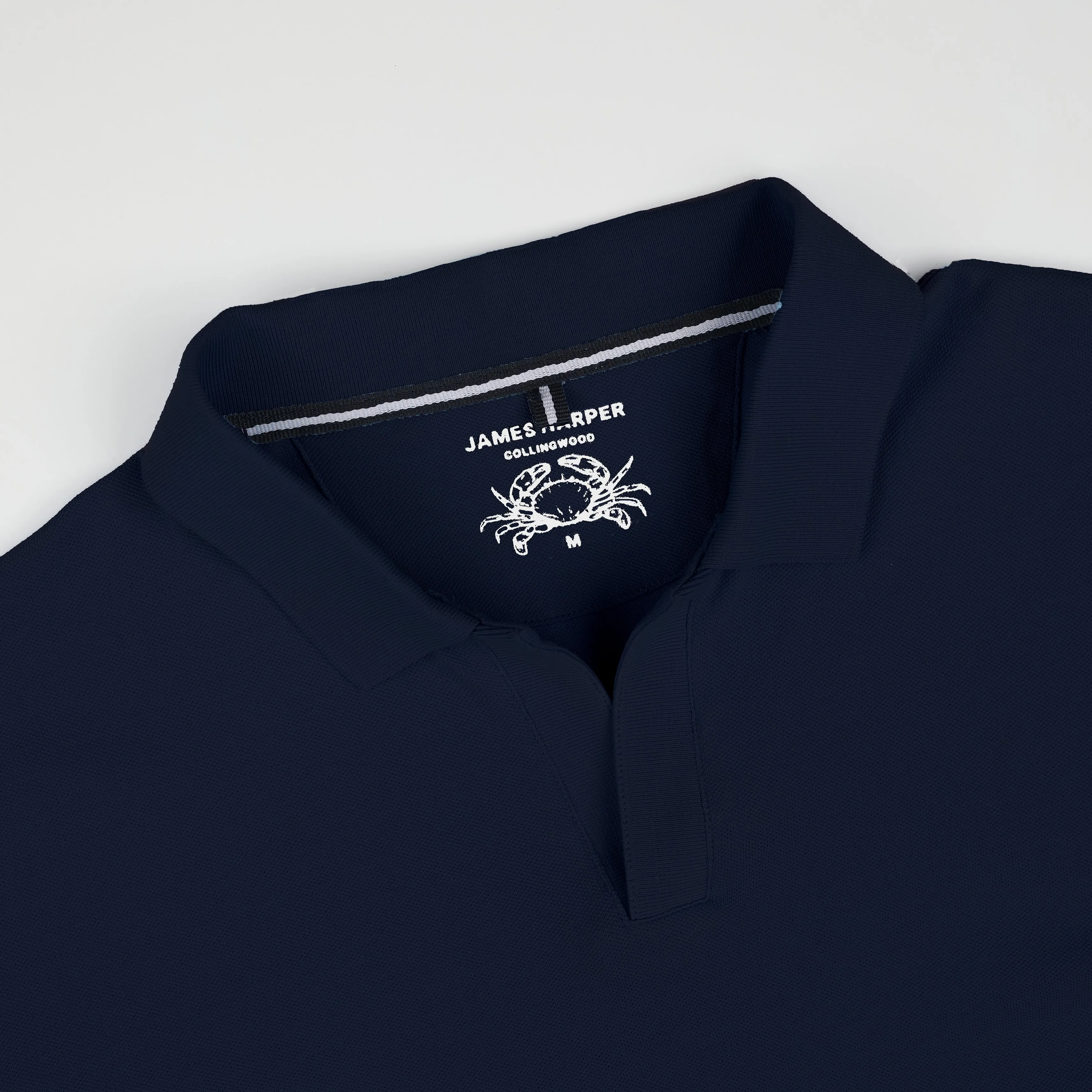 Navy Open Collar Pique Polo