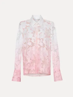 Ombré Peony Guipure Blouse