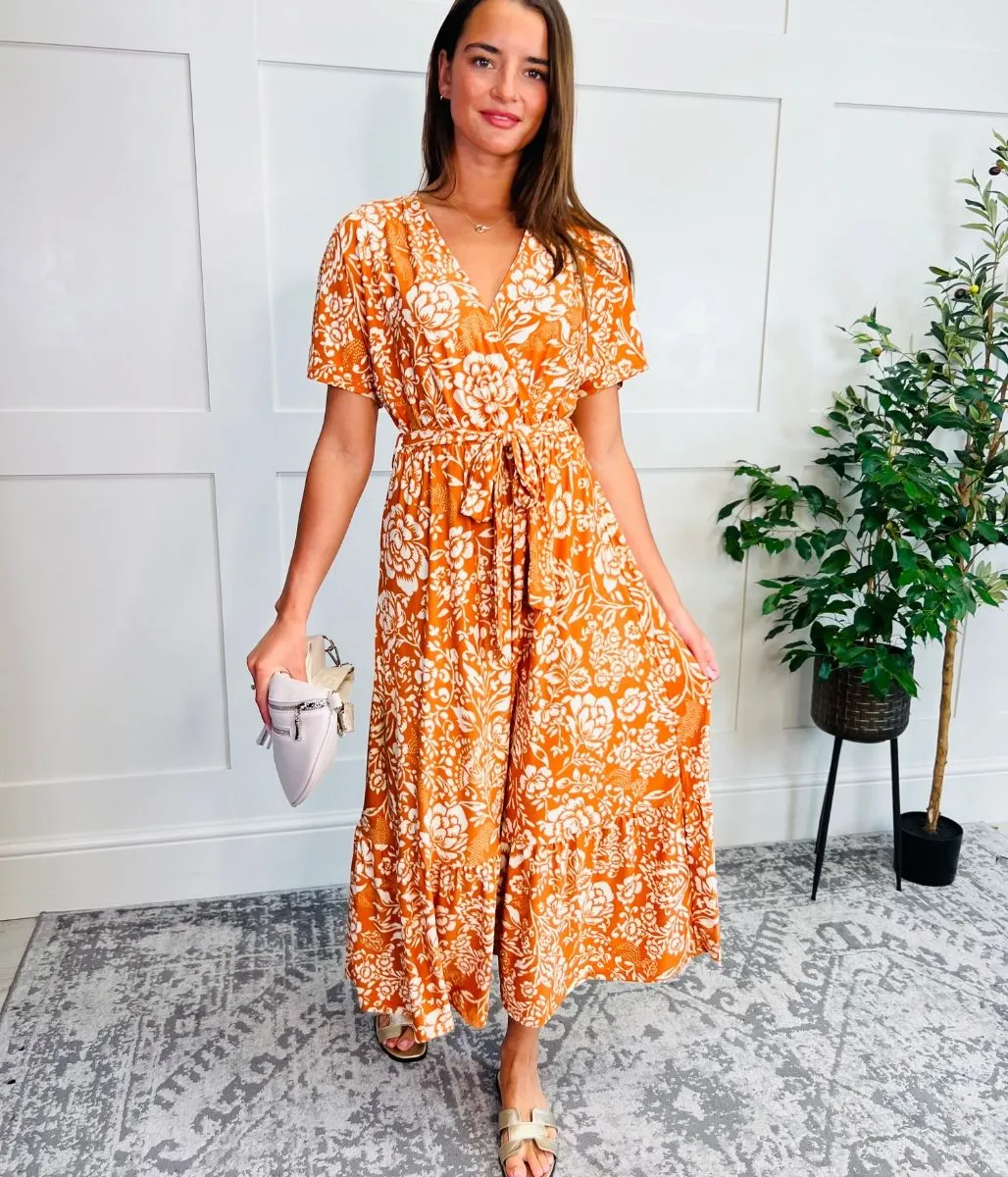 Orange Sophia Midi Dress