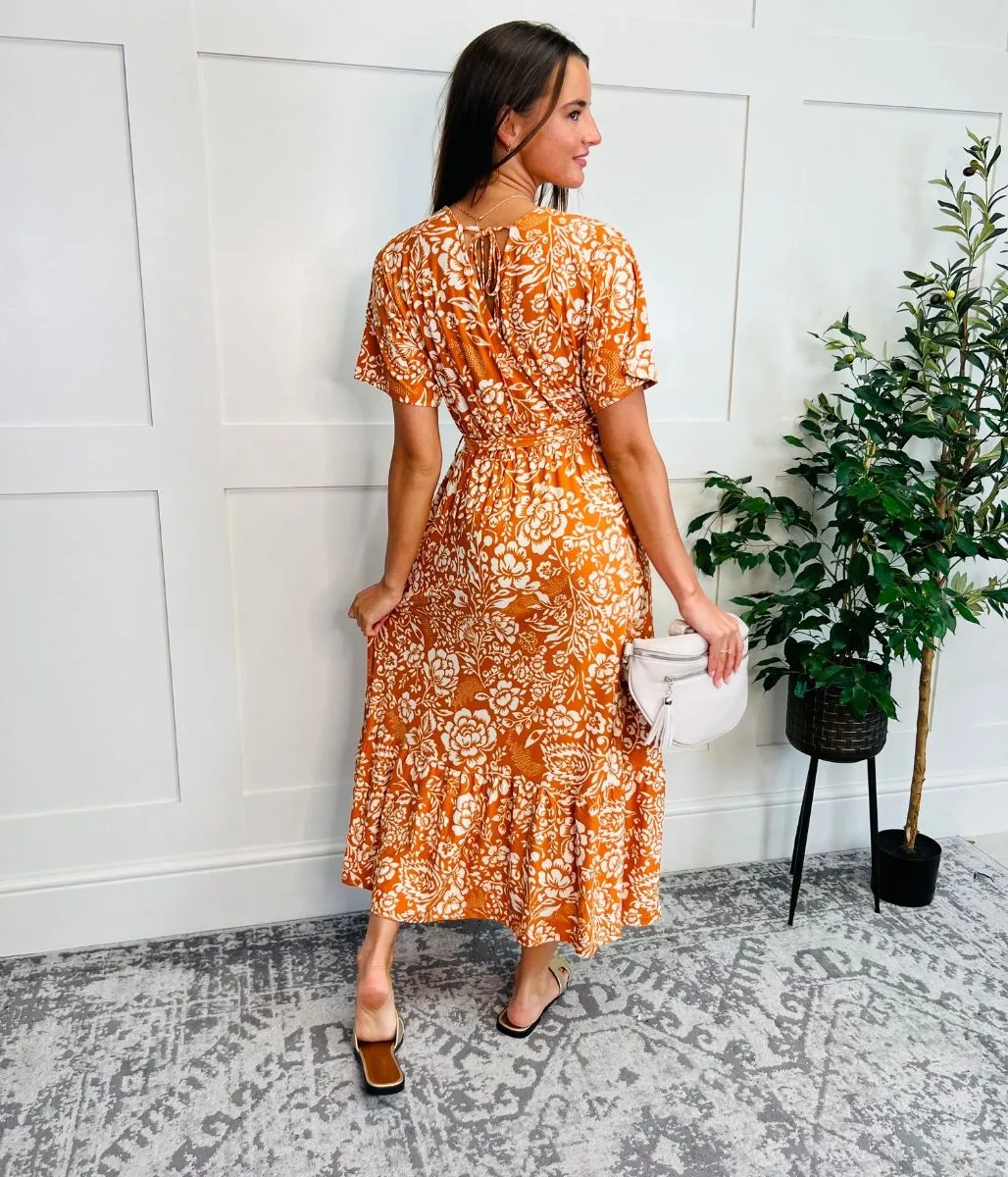 Orange Sophia Midi Dress