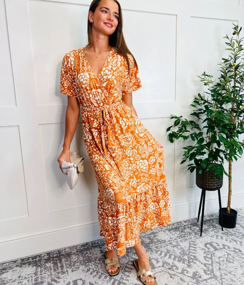 Orange Sophia Midi Dress