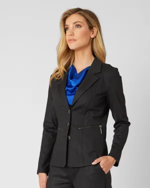 Pinstripe Blazer With Zippers