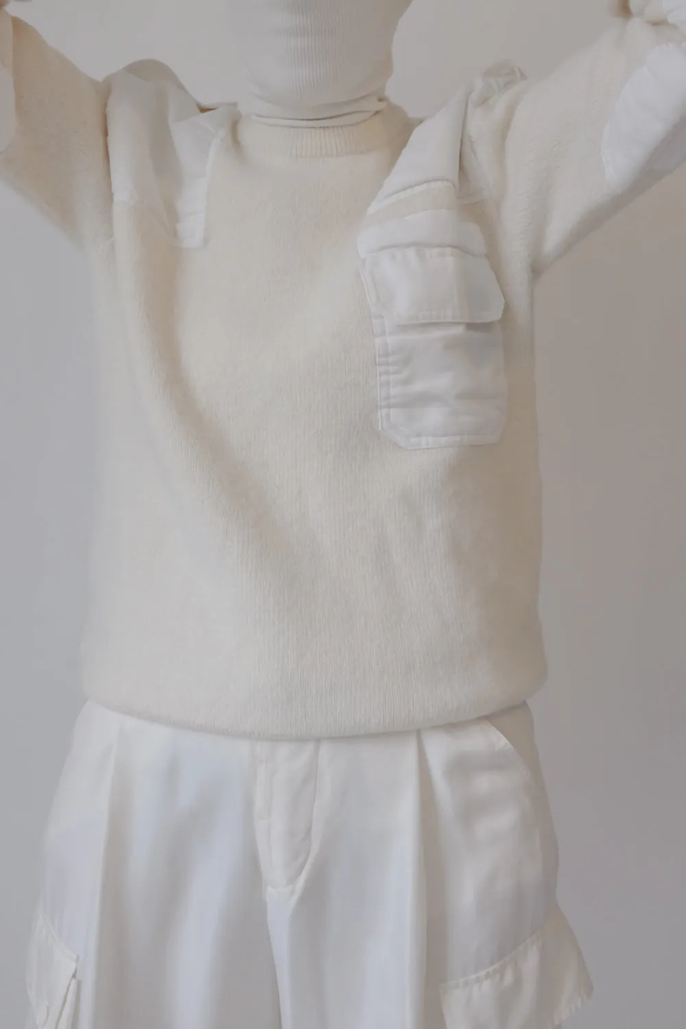 POCKETS CHUNKY CREAM VINTAGE WOOL SWEATER