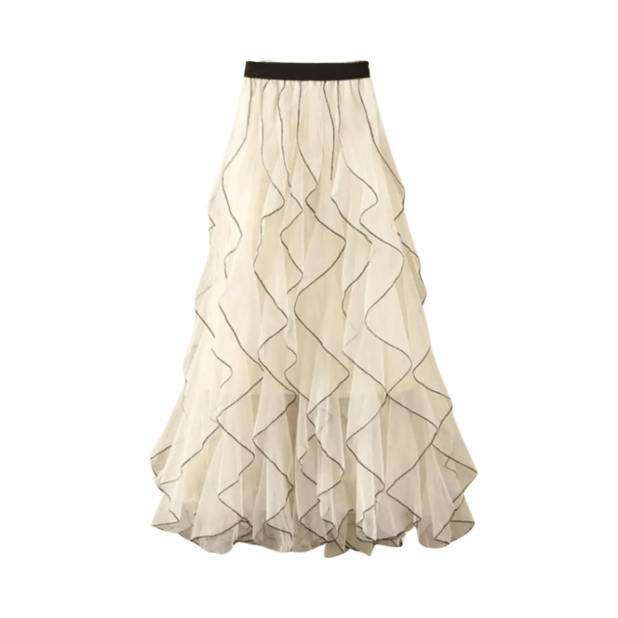 Pre Order:  Cascading Ruffles Midi Tulle Skirt