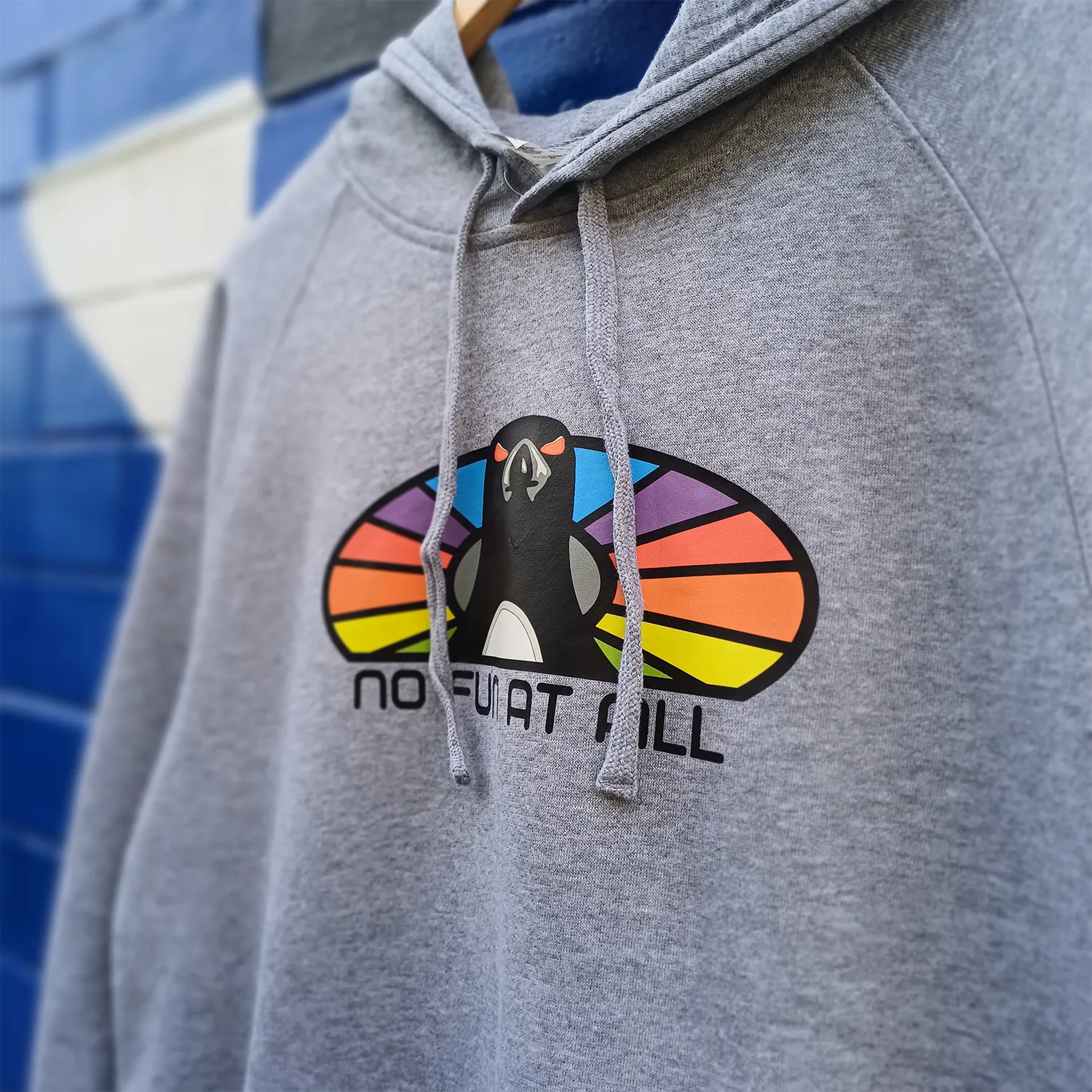 Rainbow Penguin Hoodie (Grey Marle)