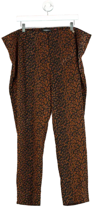 Robell Brown Leopard Print Trousers UK 14