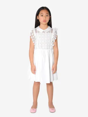 Self Portrait Girls Lace Mini Dress in White