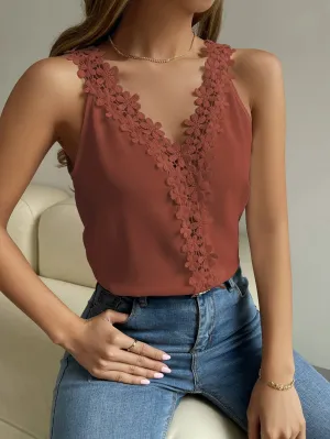 SHEIN Guipure Lace V-neck Tank Top