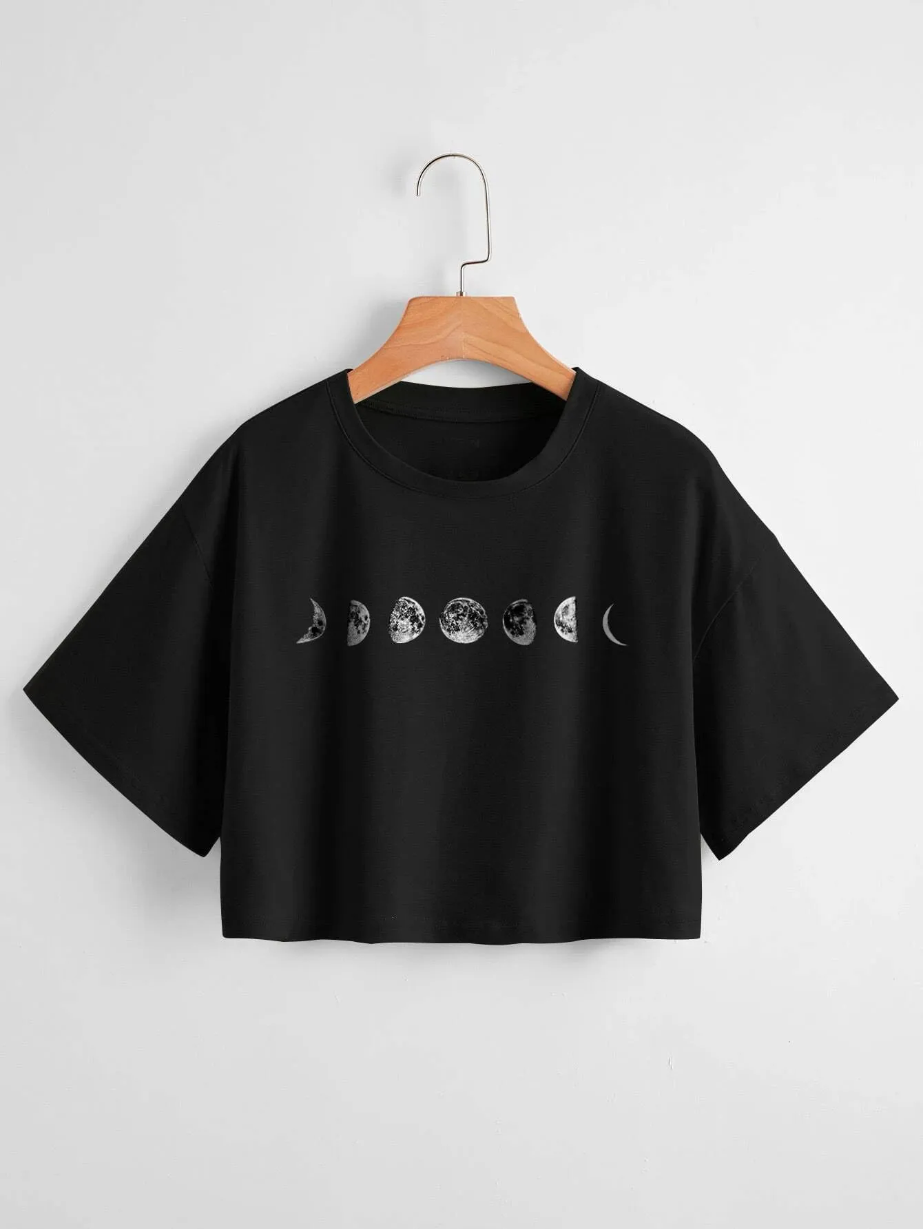 Shein Moon Print Drop Shoulder Tee