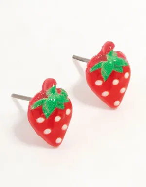 Strawberry Plastic Stud Earrings