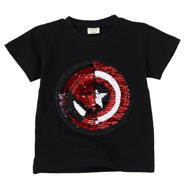 Summer Chic Casual Reversible Cotton Print T-shirt For Kids