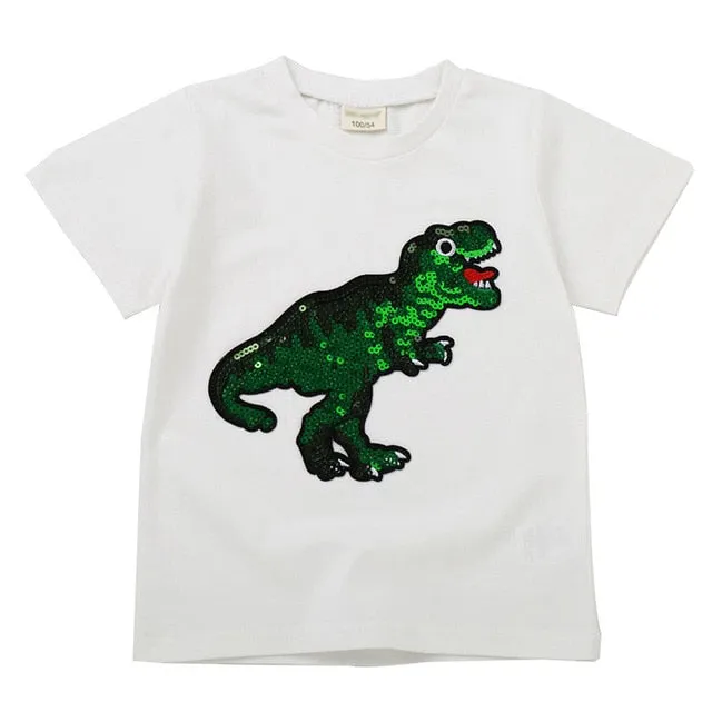 Summer Chic Casual Reversible Cotton Print T-shirt For Kids