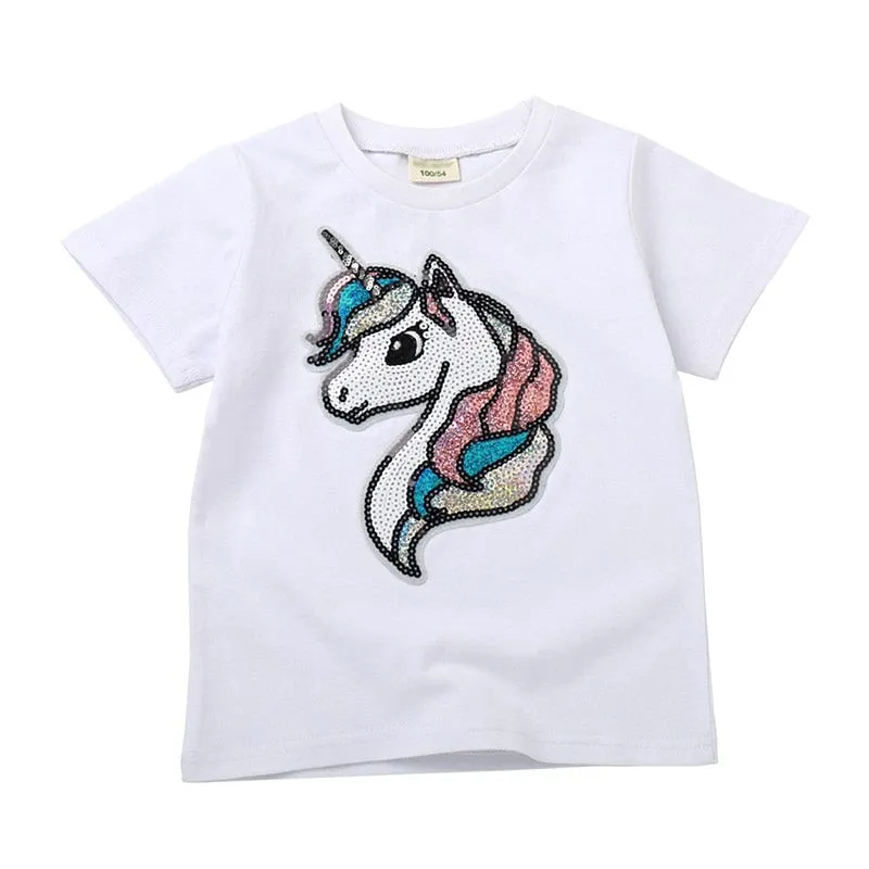 Summer Chic Casual Reversible Cotton Print T-shirt For Kids