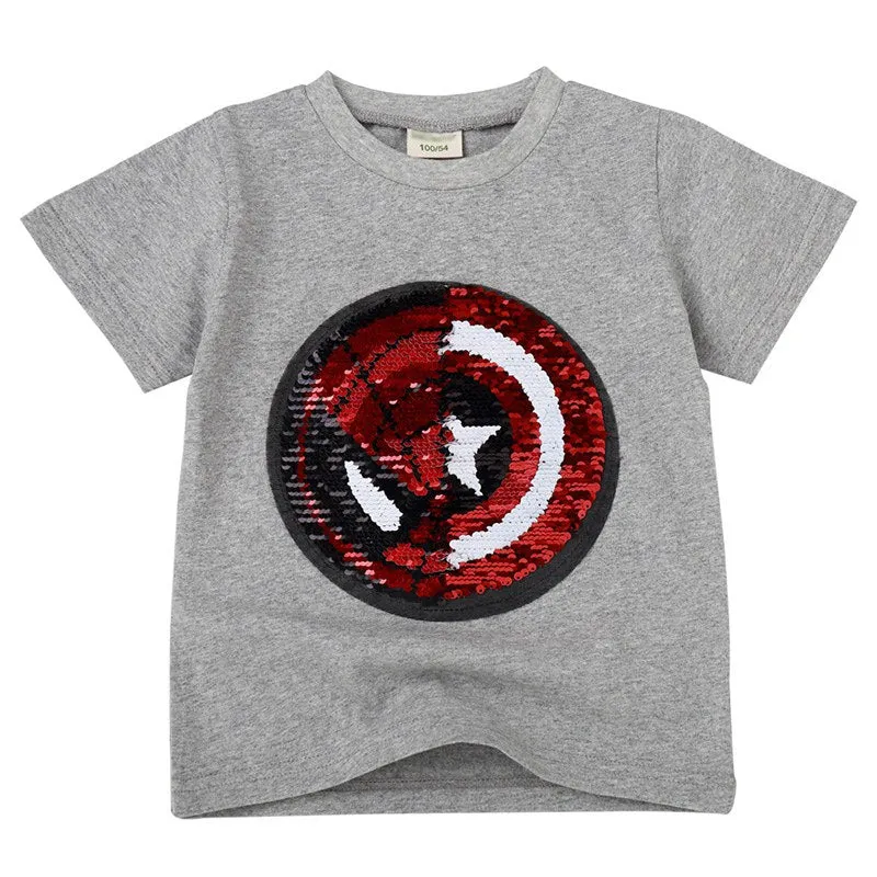 Summer Chic Casual Reversible Cotton Print T-shirt For Kids