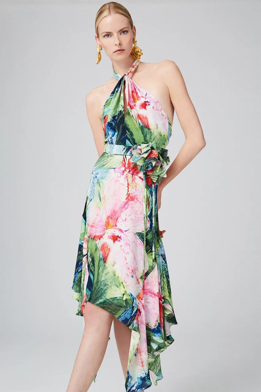 Sunset Palms Halter Maxi Dress