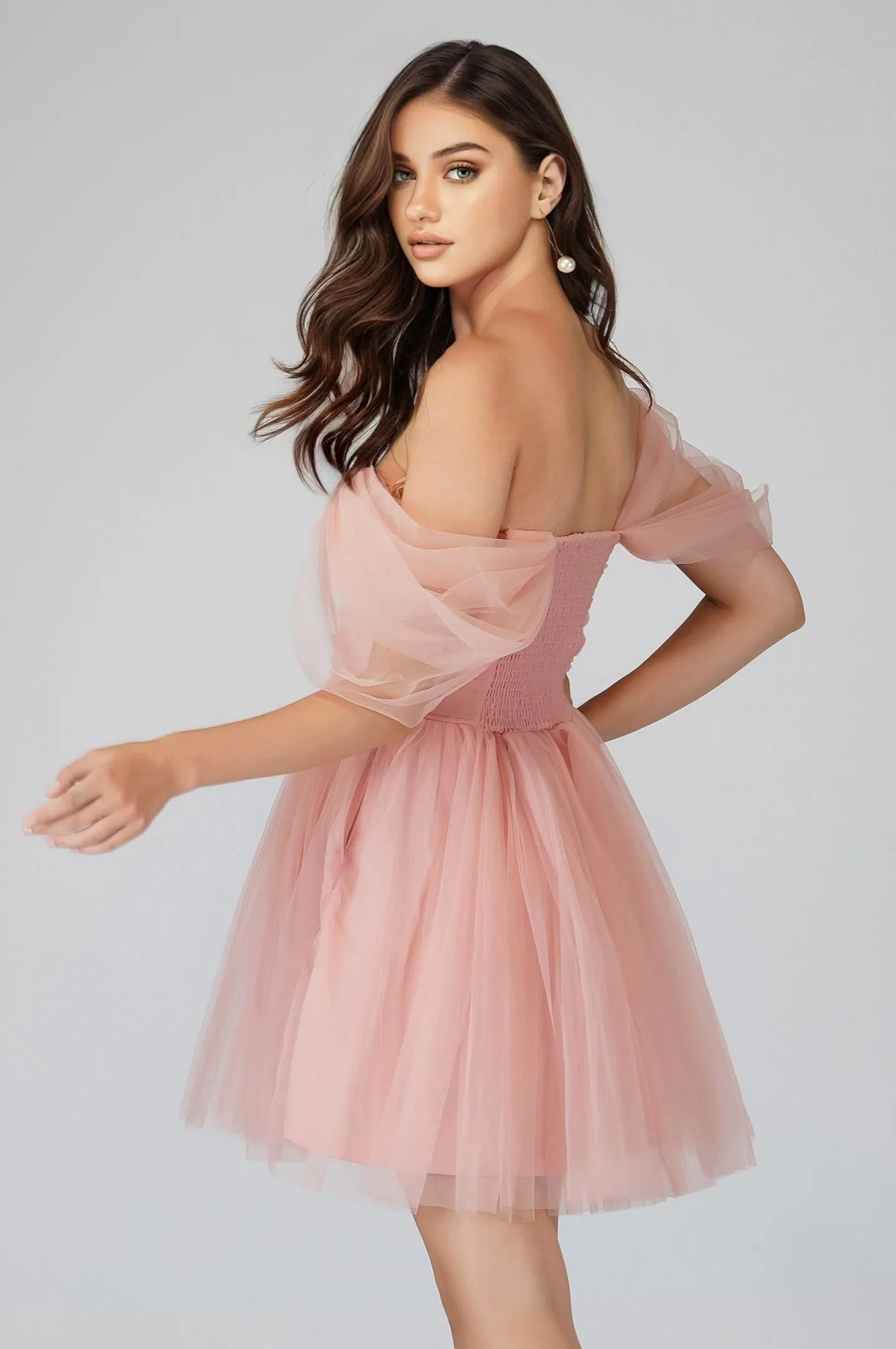 Sydney Light Pink Tulle Mini Dress