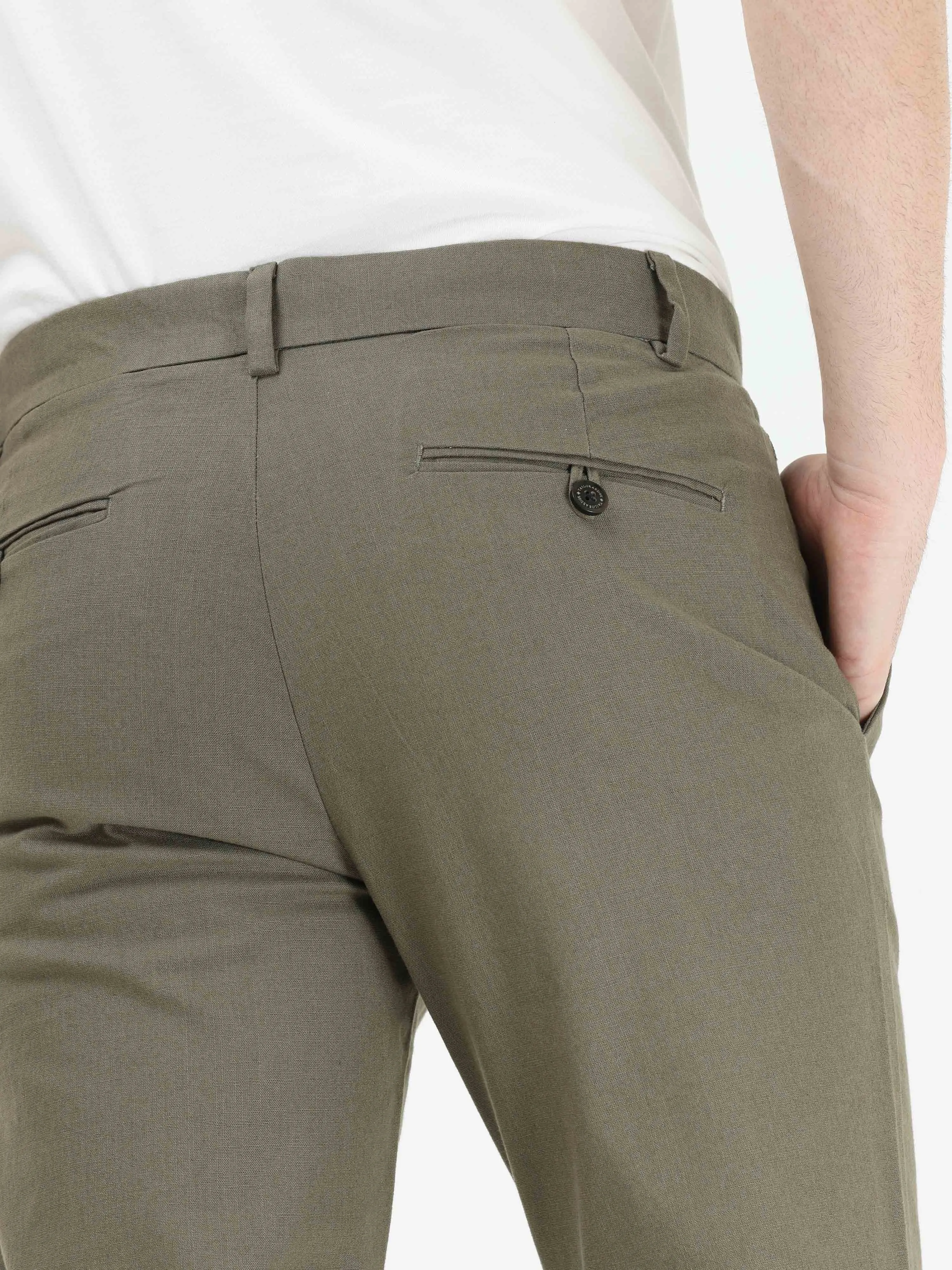 Timeless Cotton Pine Olive Linen Chino