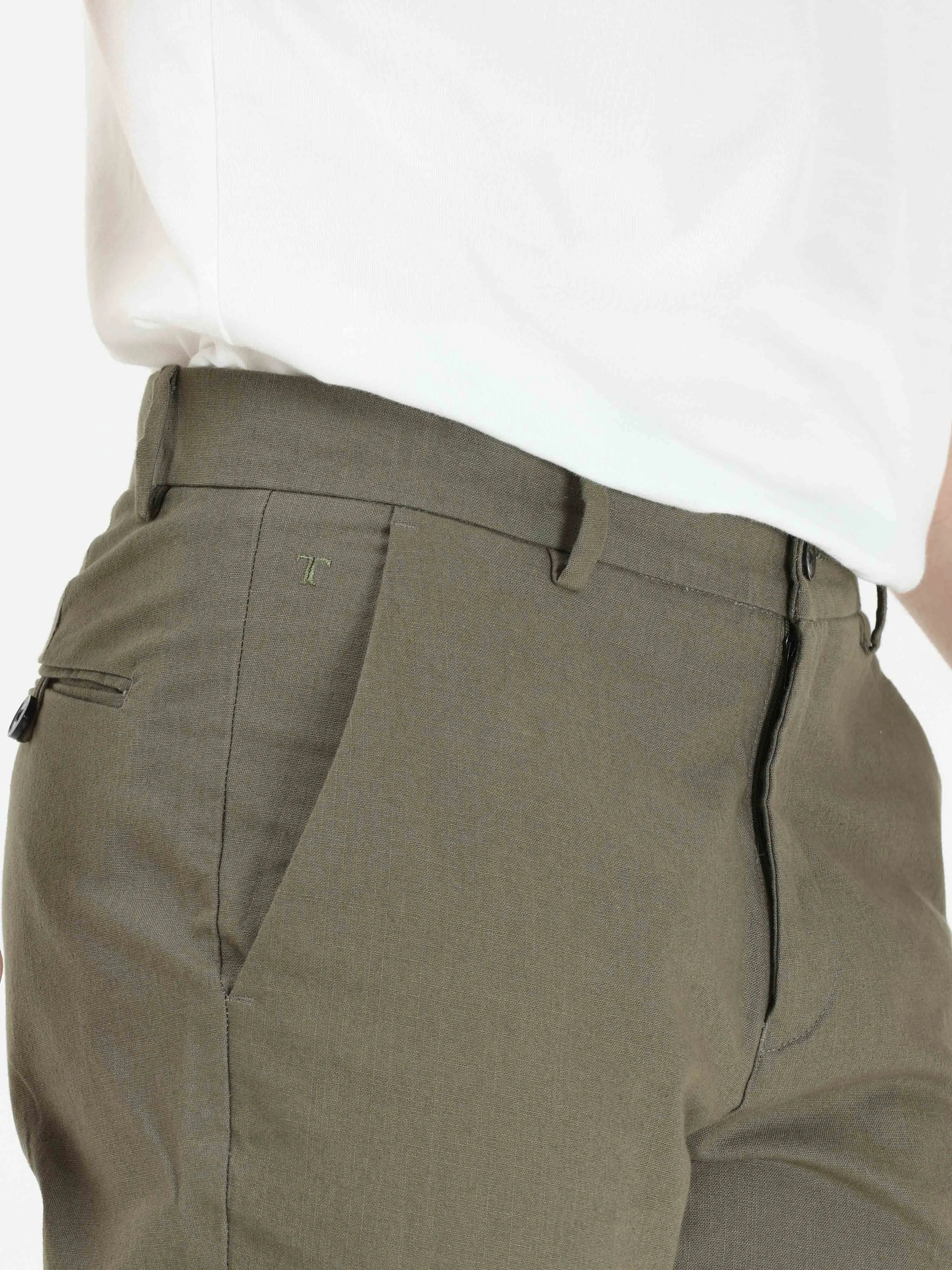 Timeless Cotton Pine Olive Linen Chino