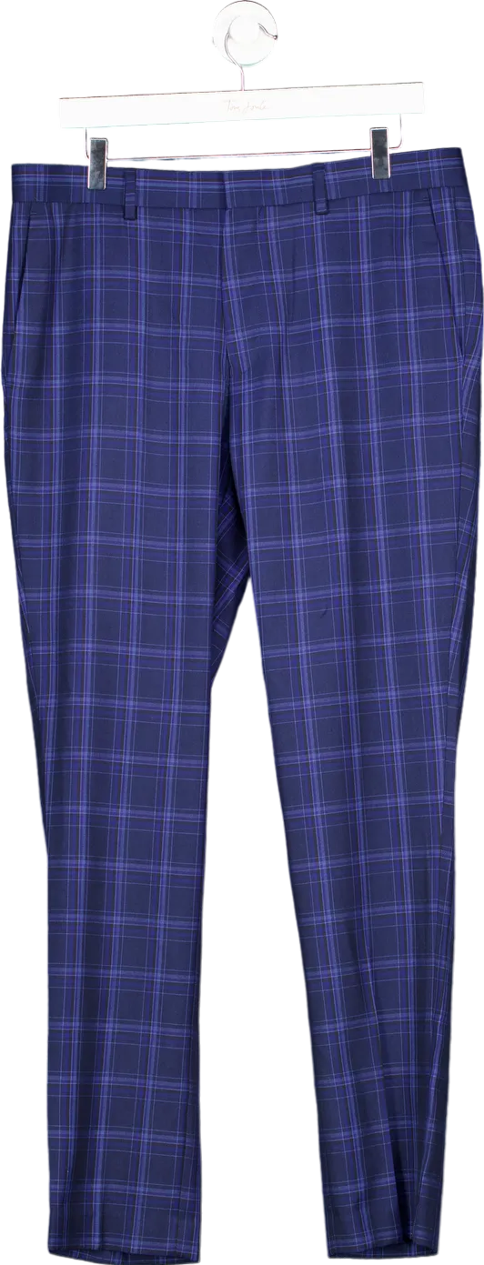 Topman Blue Checked Trousers W34