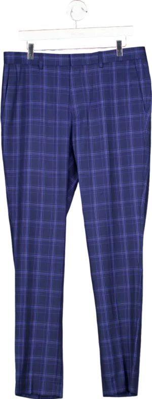 Topman Blue Checked Trousers W34