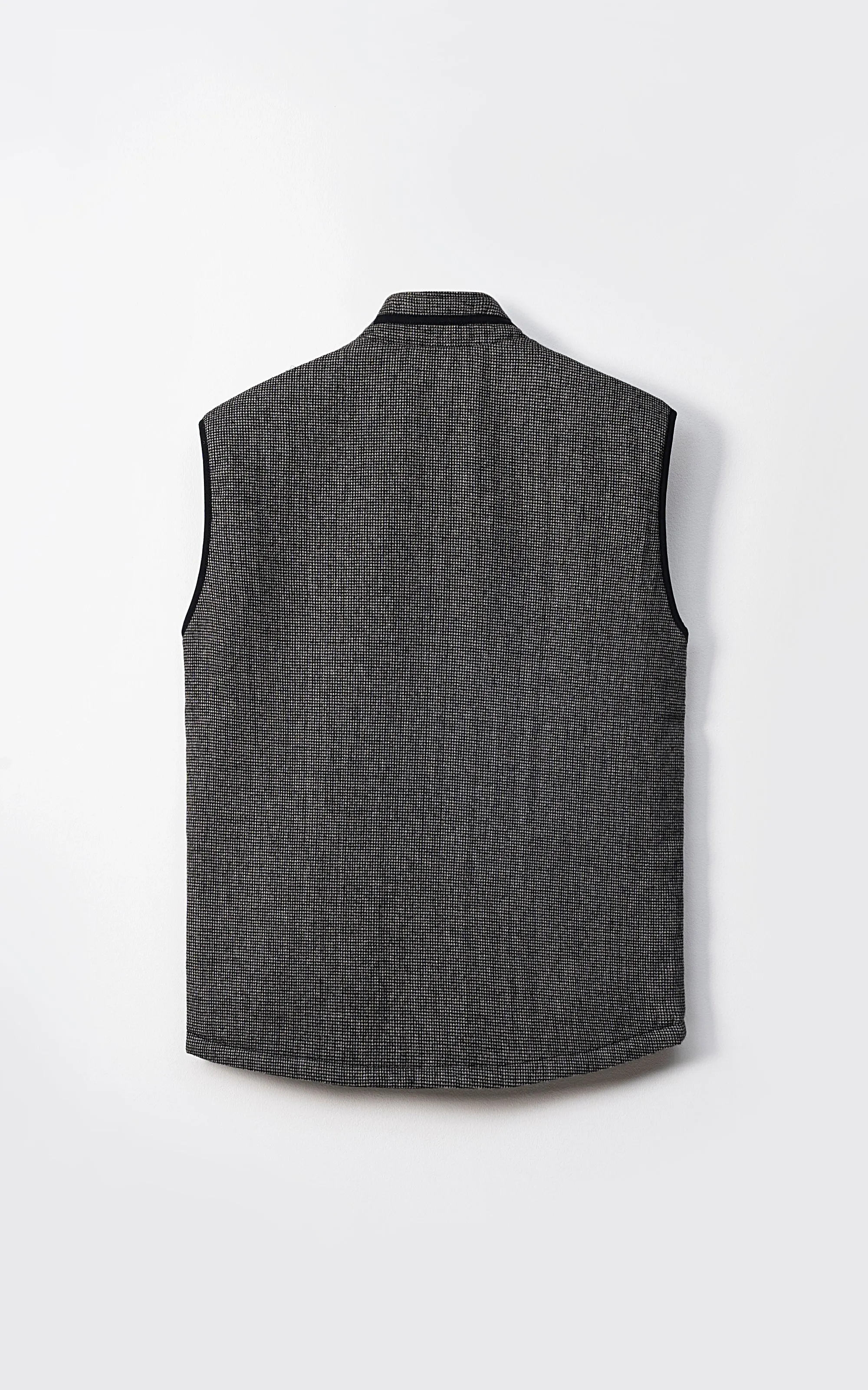 WOOL QUILTED SLEEVELESS REVERSIBLE JACKET DARK GREY