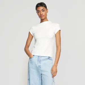 Zaya Ribbed Asymmetric-Neck Tee