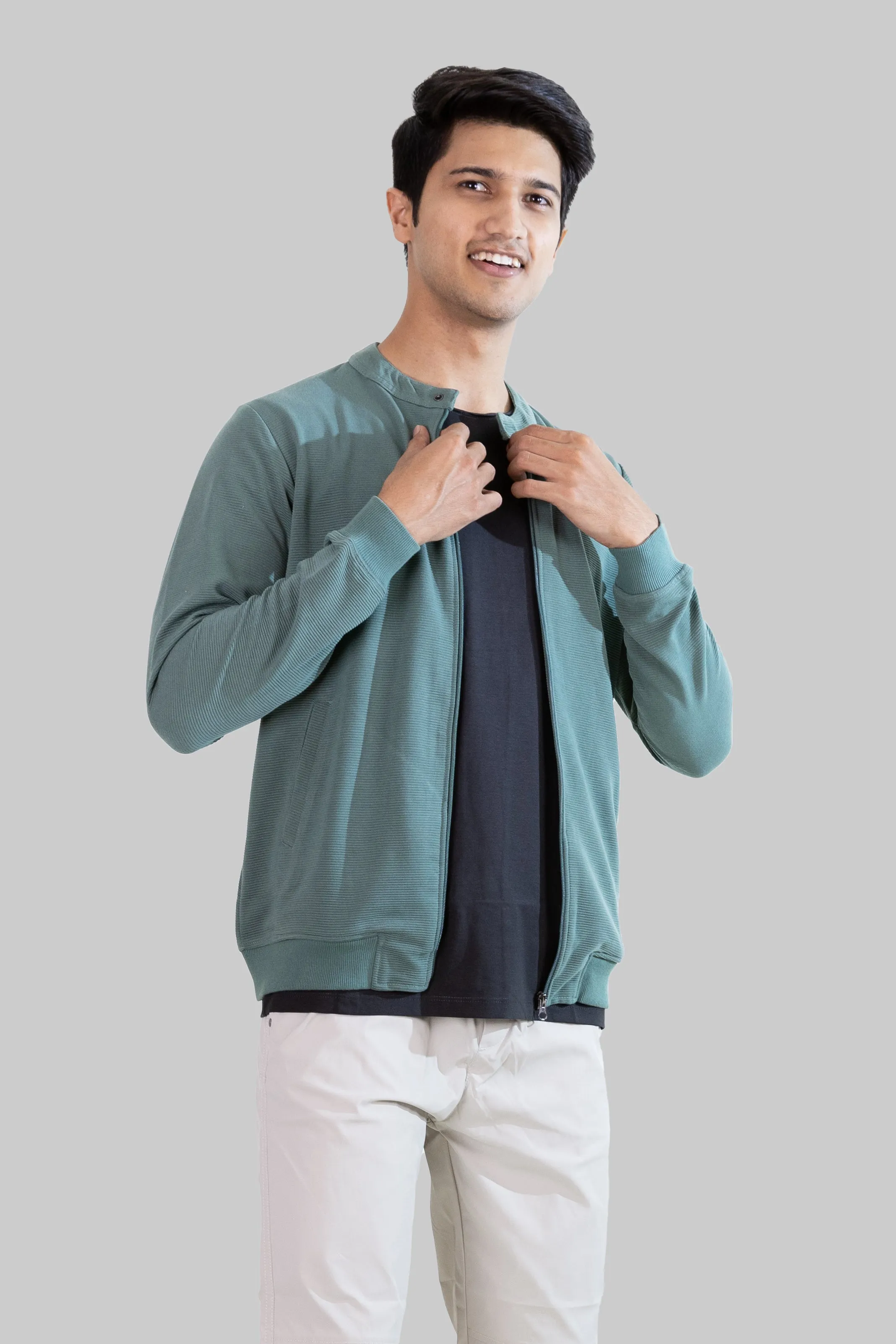 Zip-Up Jacket: Green